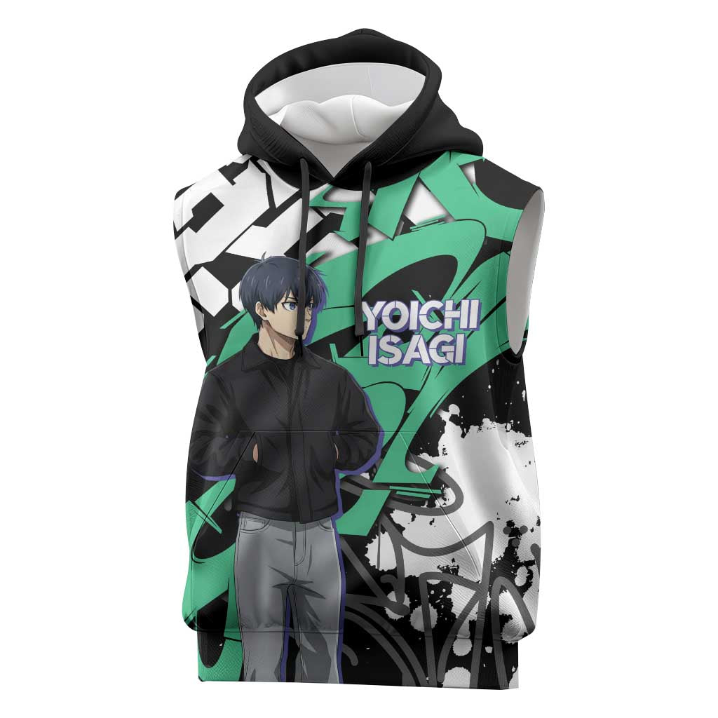 Yoichi Isagi Blue Lock Sleeveless Hoodie Green Graffiti Anime Aesthetic