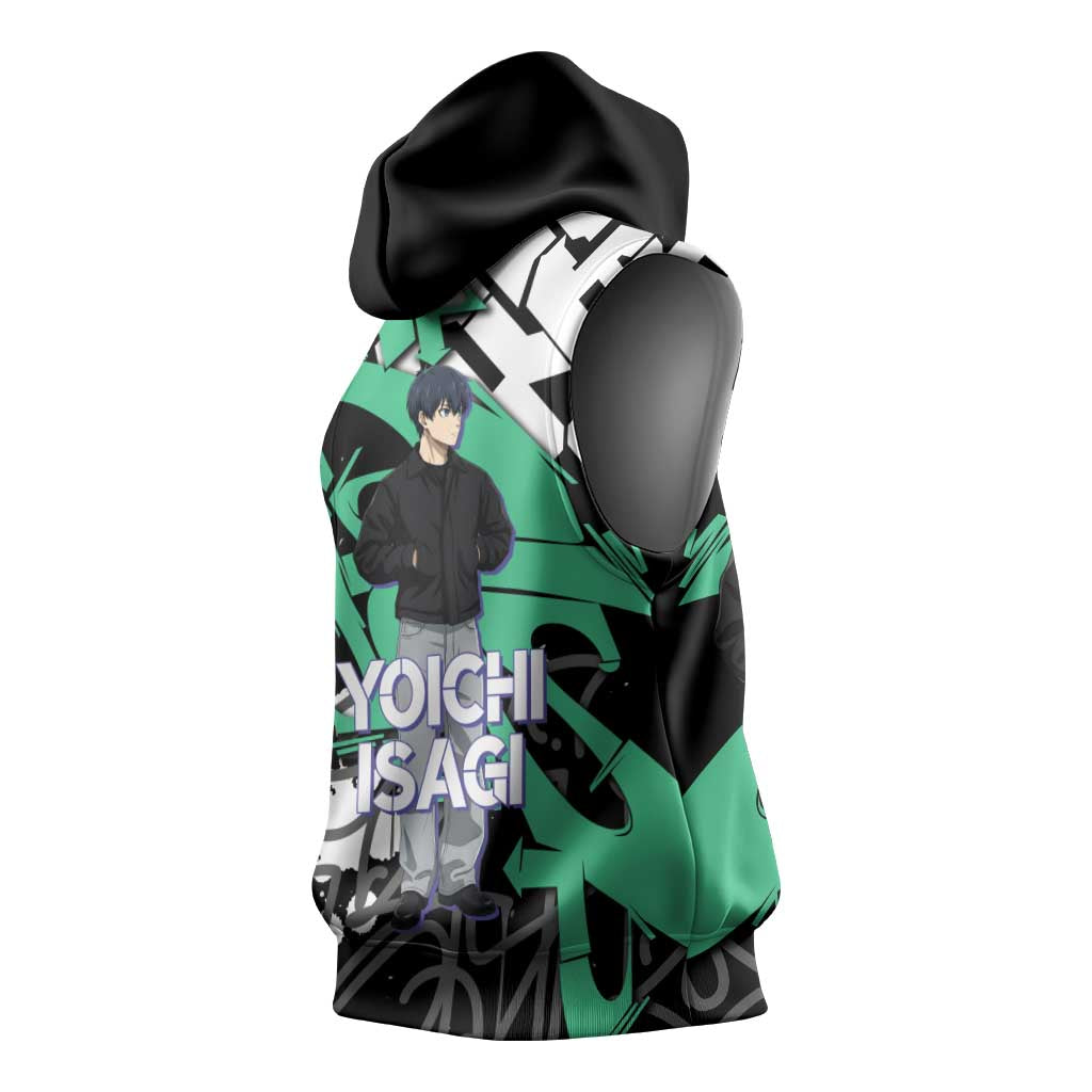 Yoichi Isagi Blue Lock Sleeveless Hoodie Green Graffiti Anime Aesthetic