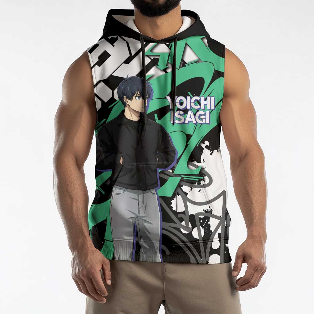 Yoichi Isagi Blue Lock Sleeveless Hoodie Green Graffiti Anime Aesthetic