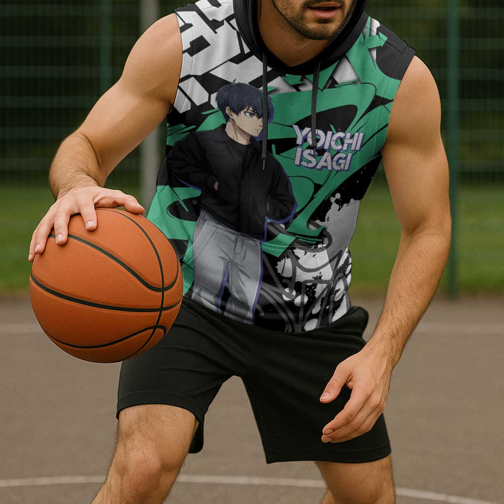 Yoichi Isagi Blue Lock Sleeveless Hoodie Green Graffiti Anime Aesthetic