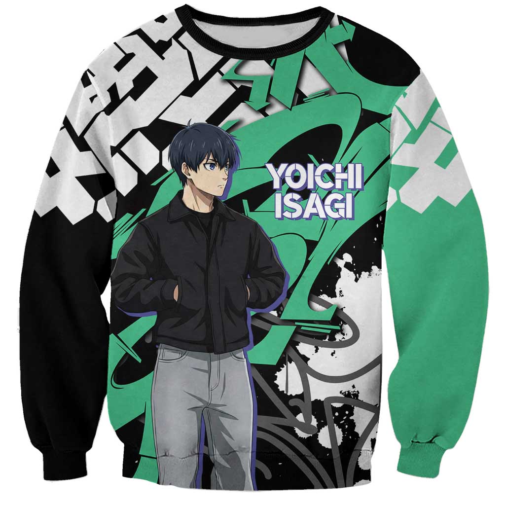 Yoichi Isagi Blue Lock Sweatshirt Green Graffiti Anime Aesthetic
