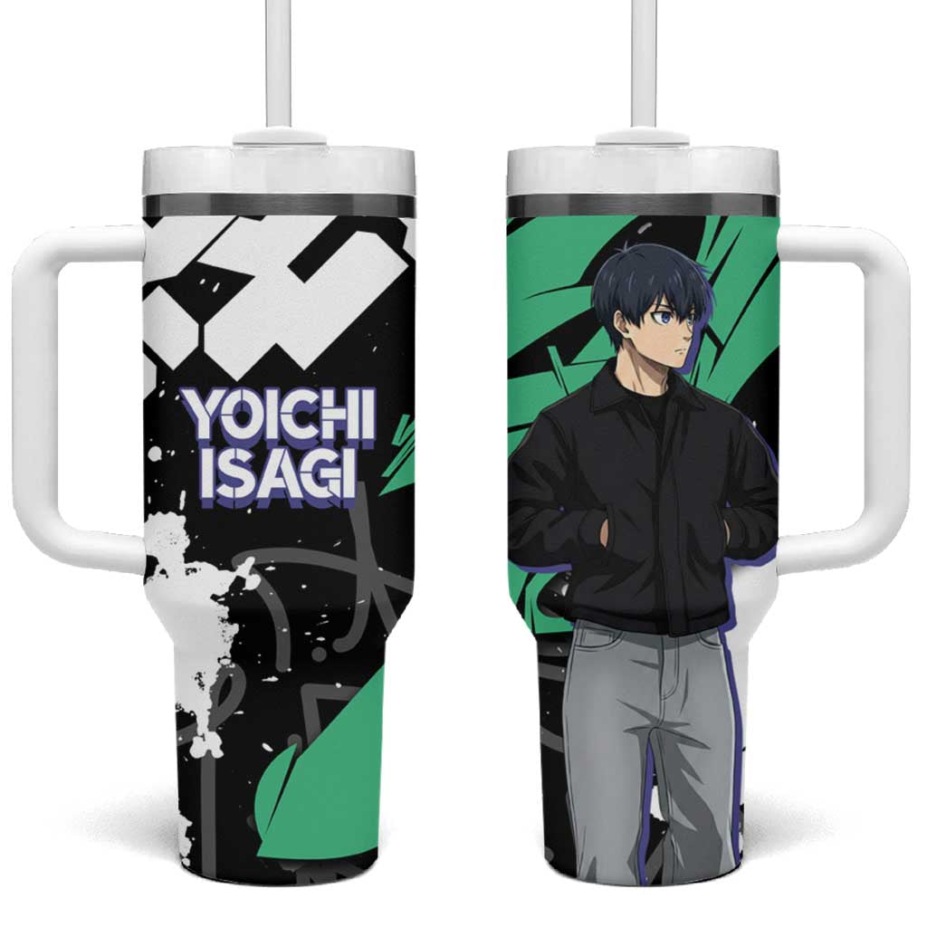 Yoichi Isagi Blue Lock Tumbler With Handle Green Graffiti Anime Aesthetic