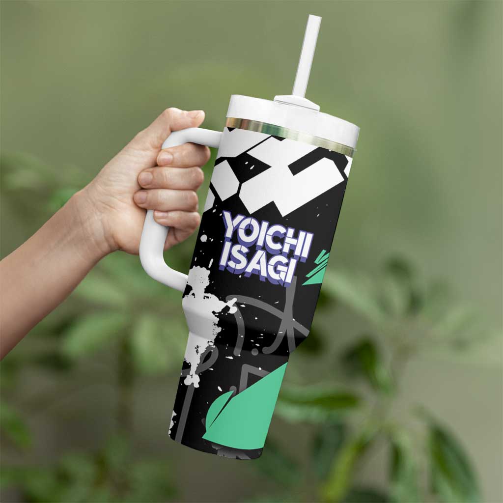 Yoichi Isagi Blue Lock Tumbler With Handle Green Graffiti Anime Aesthetic