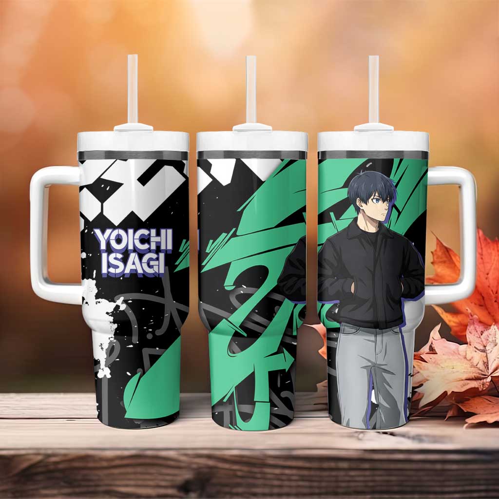Yoichi Isagi Blue Lock Tumbler With Handle Green Graffiti Anime Aesthetic