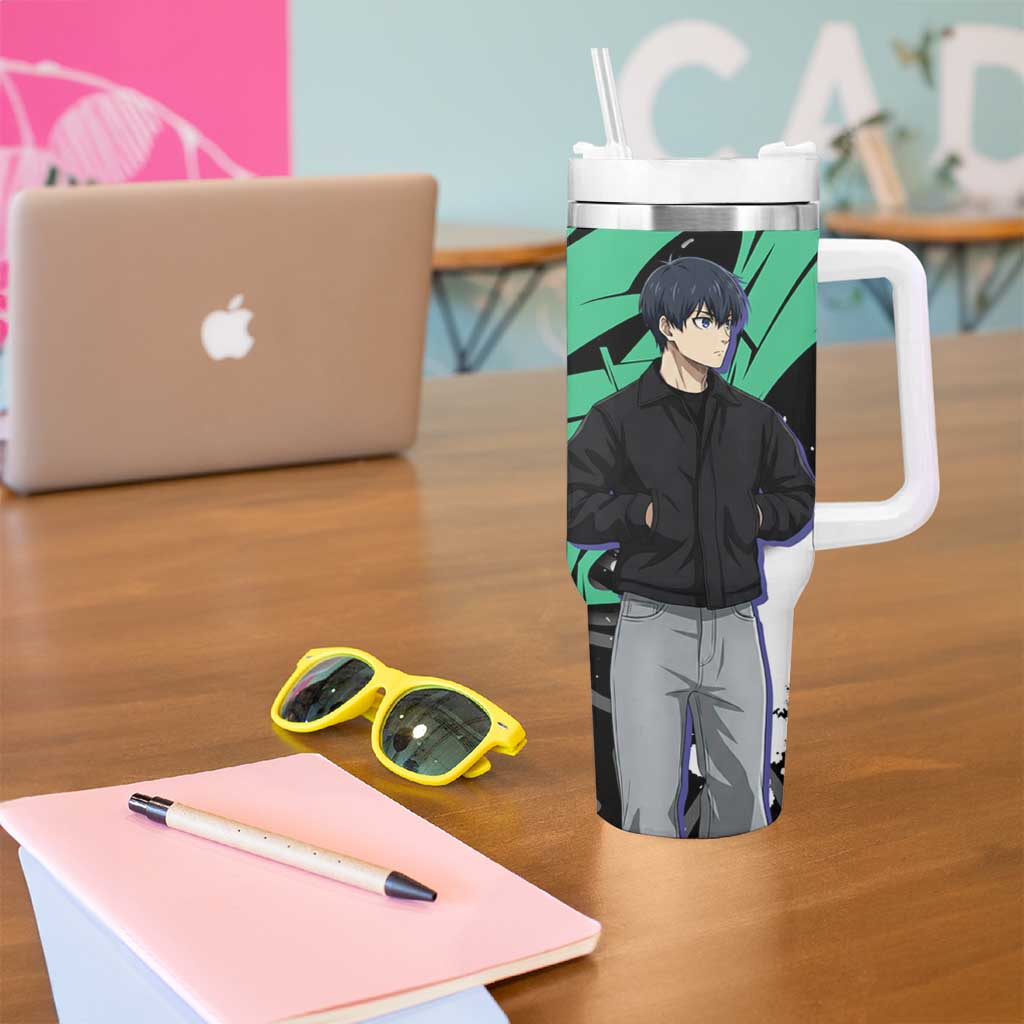 Yoichi Isagi Blue Lock Tumbler With Handle Green Graffiti Anime Aesthetic