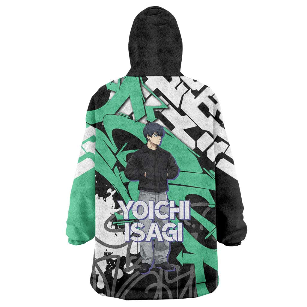 Yoichi Isagi Blue Lock Wearable Blanket Hoodie Green Graffiti Anime Aesthetic