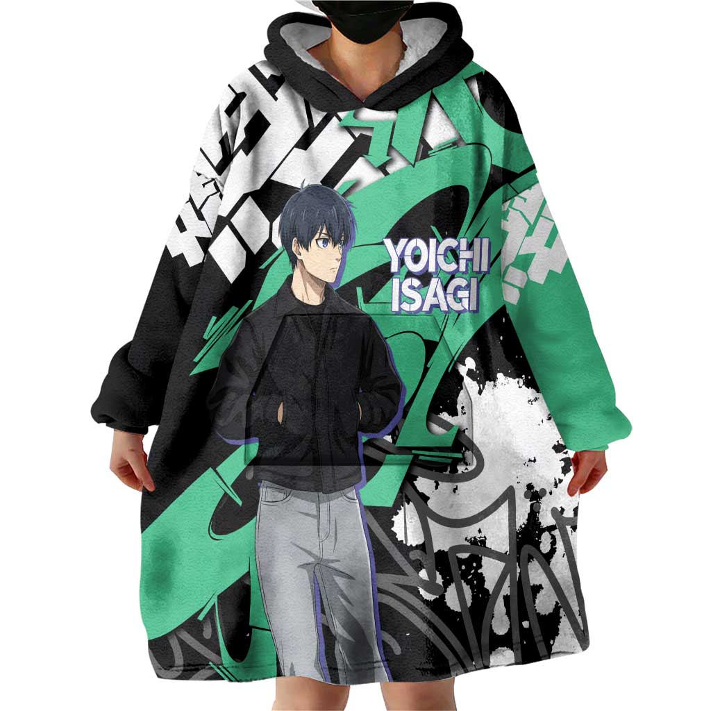 Yoichi Isagi Blue Lock Wearable Blanket Hoodie Green Graffiti Anime Aesthetic
