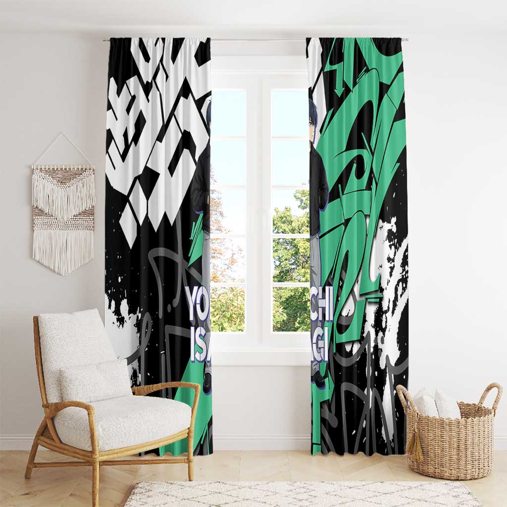 Yoichi Isagi Blue Lock Window Curtain Green Graffiti Anime Aesthetic