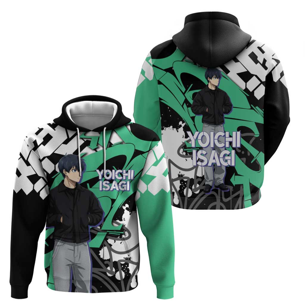 Yoichi Isagi Blue Lock Zip Hoodie Green Graffiti Anime Aesthetic
