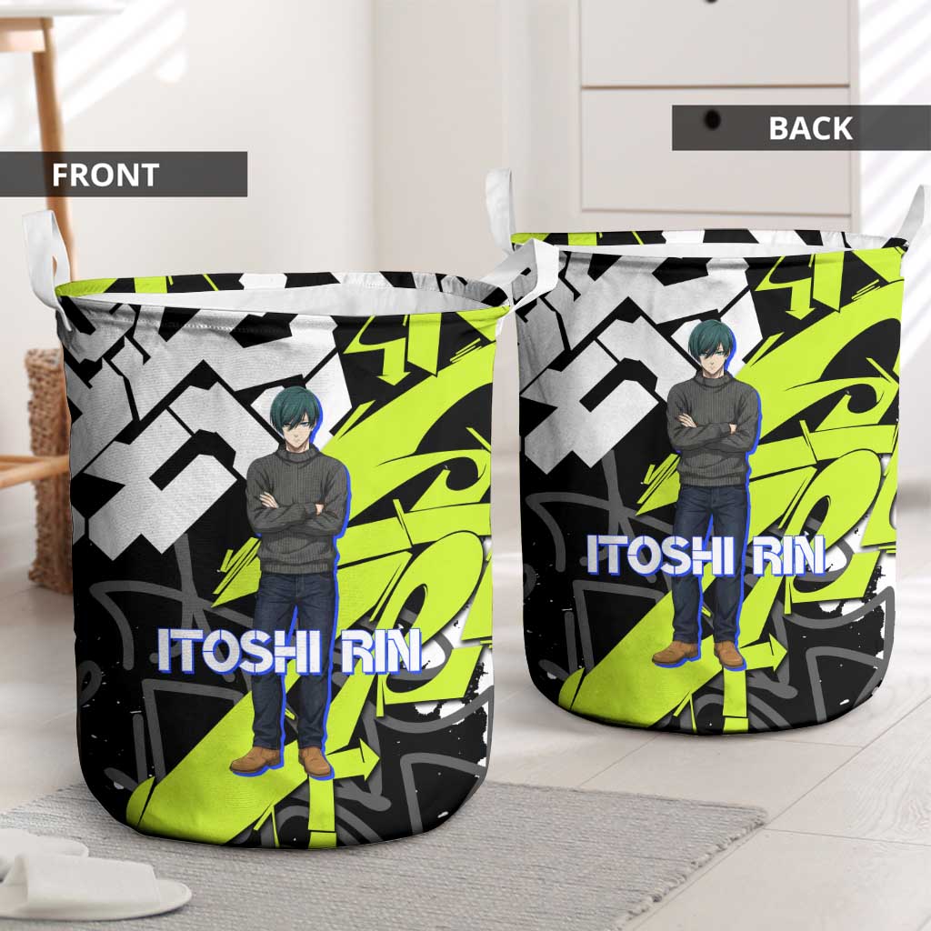 Itoshi Rin Blue Lock Laundry Basket Urban Graffiti Street Art Style