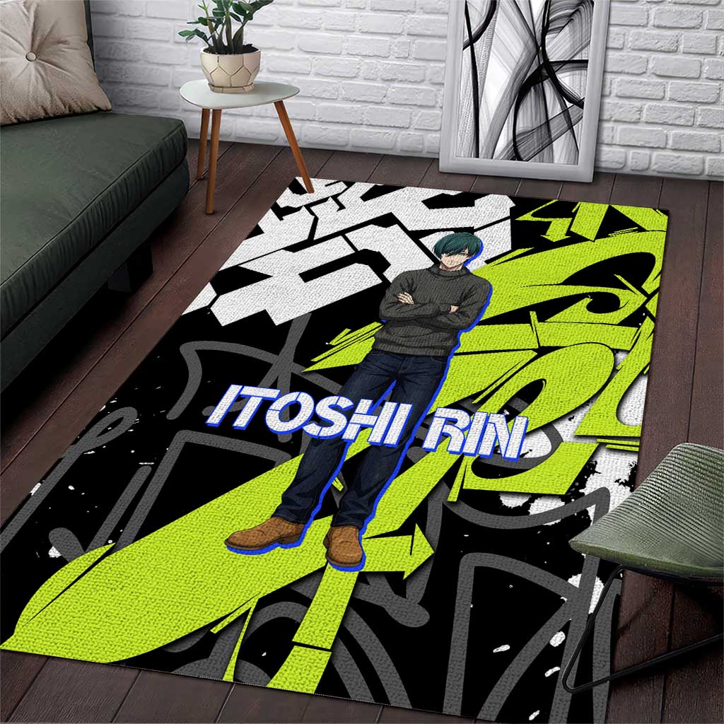 Itoshi Rin Blue Lock Area Rug Urban Graffiti Street Art Style