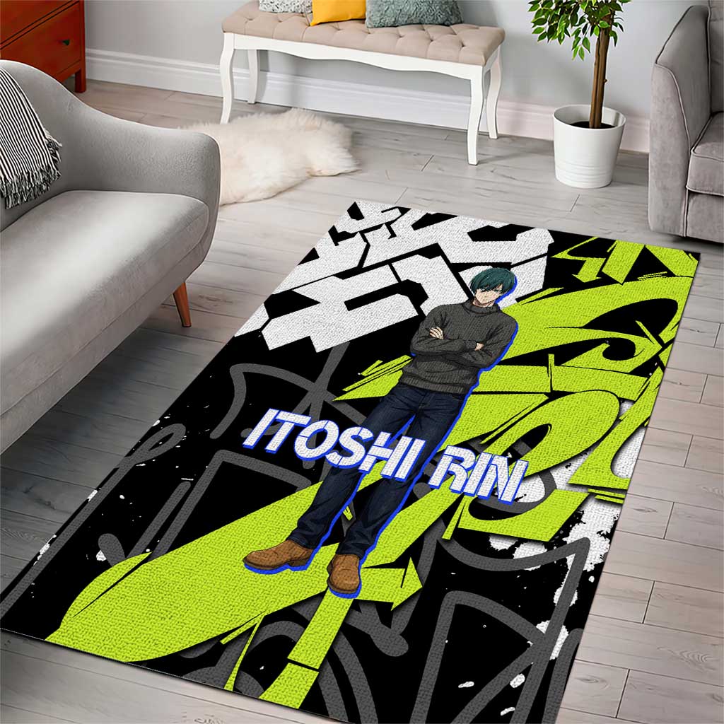 Itoshi Rin Blue Lock Area Rug Urban Graffiti Street Art Style
