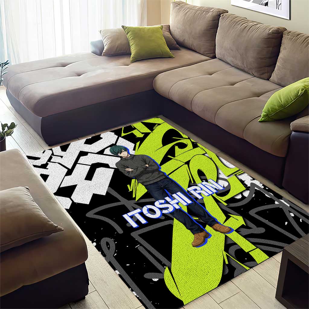 Itoshi Rin Blue Lock Area Rug Urban Graffiti Street Art Style