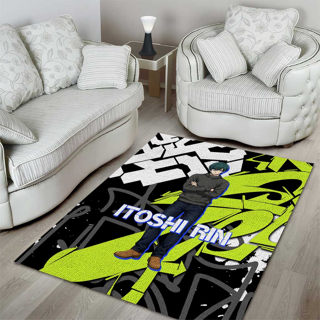 Itoshi Rin Blue Lock Area Rug Urban Graffiti Street Art Style
