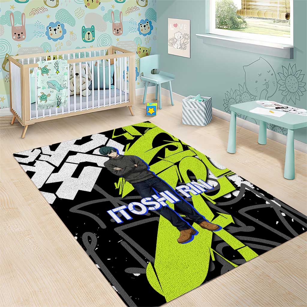 Itoshi Rin Blue Lock Area Rug Urban Graffiti Street Art Style