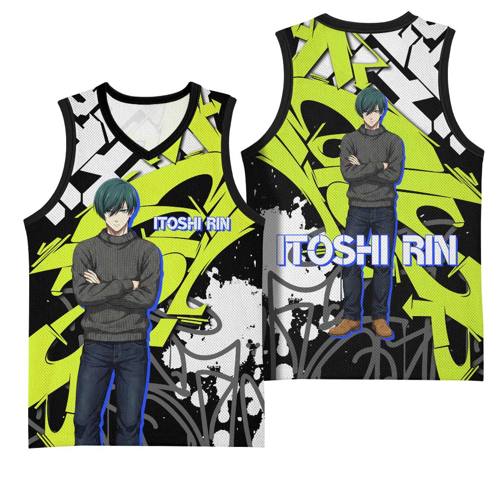 Itoshi Rin Blue Lock Basketball Jersey Urban Graffiti Street Art Style