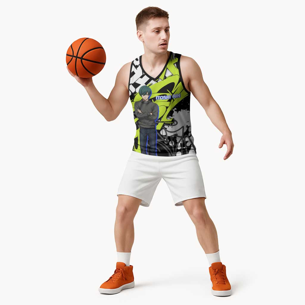 Itoshi Rin Blue Lock Basketball Jersey Urban Graffiti Street Art Style
