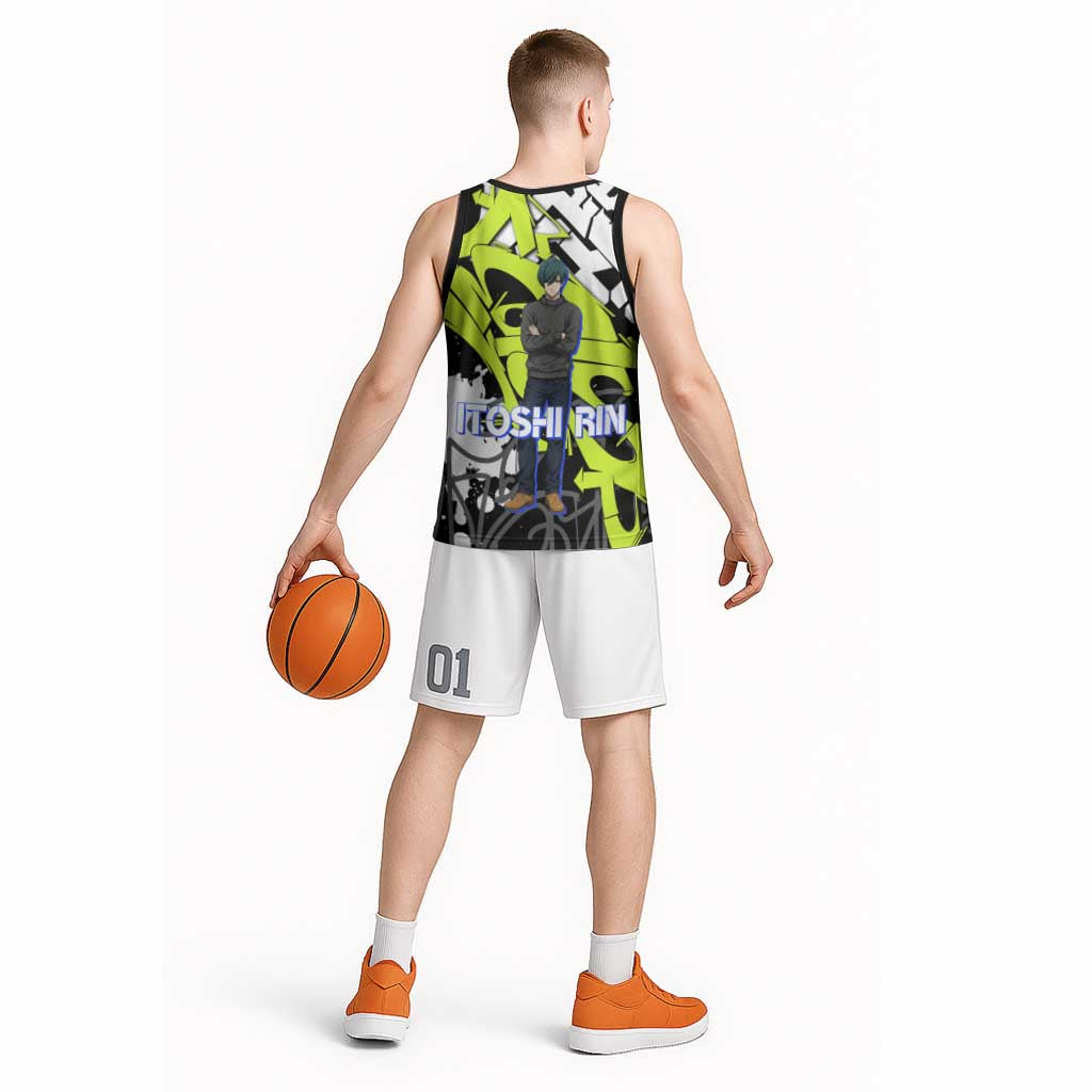 Itoshi Rin Blue Lock Basketball Jersey Urban Graffiti Street Art Style