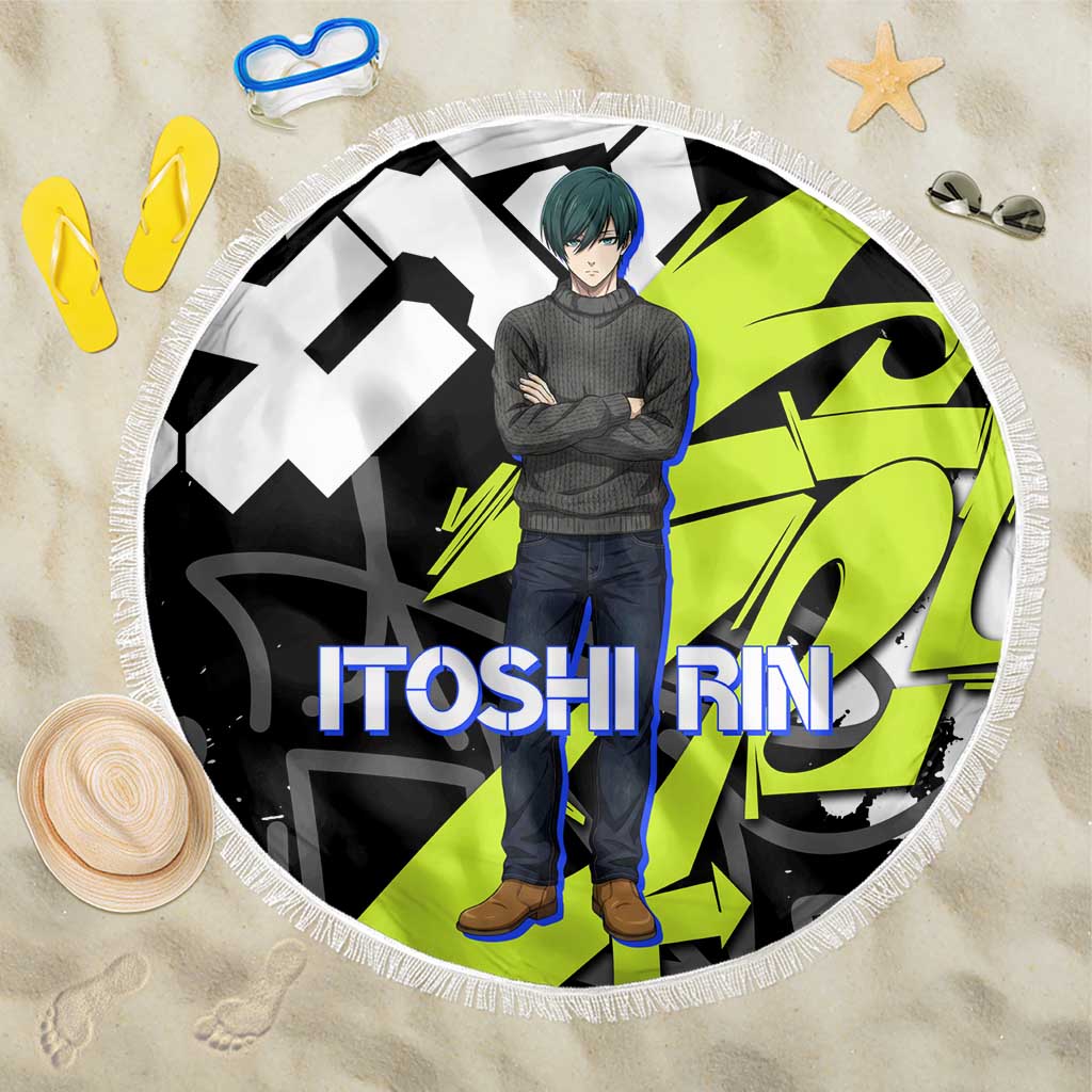 Itoshi Rin Blue Lock Beach Blanket Urban Graffiti Street Art Style