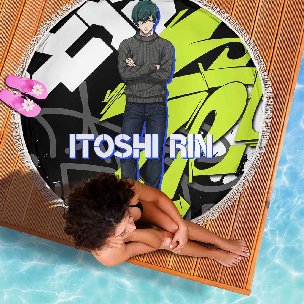 Itoshi Rin Blue Lock Beach Blanket Urban Graffiti Street Art Style