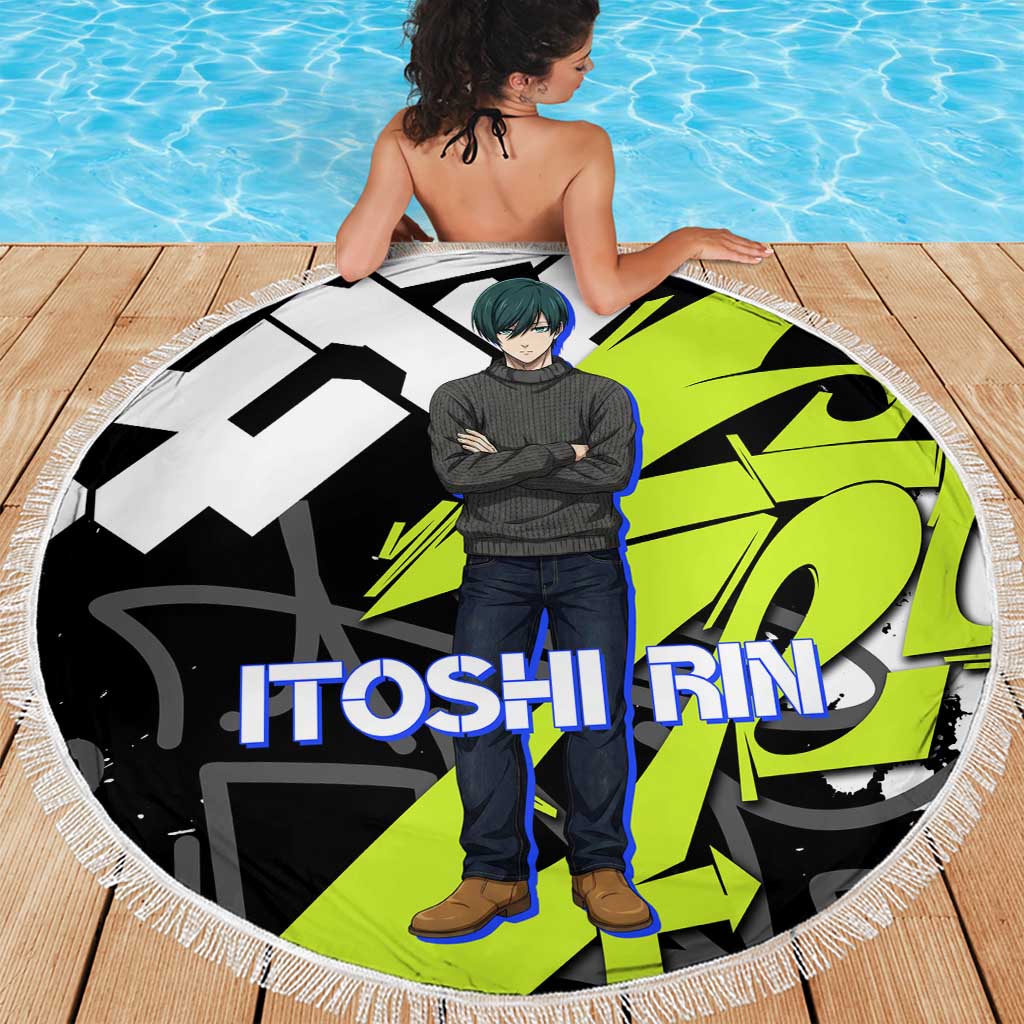 Itoshi Rin Blue Lock Beach Blanket Urban Graffiti Street Art Style