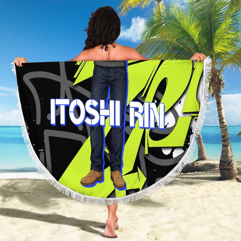 Itoshi Rin Blue Lock Beach Blanket Urban Graffiti Street Art Style