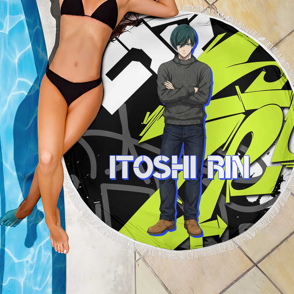 Itoshi Rin Blue Lock Beach Blanket Urban Graffiti Street Art Style