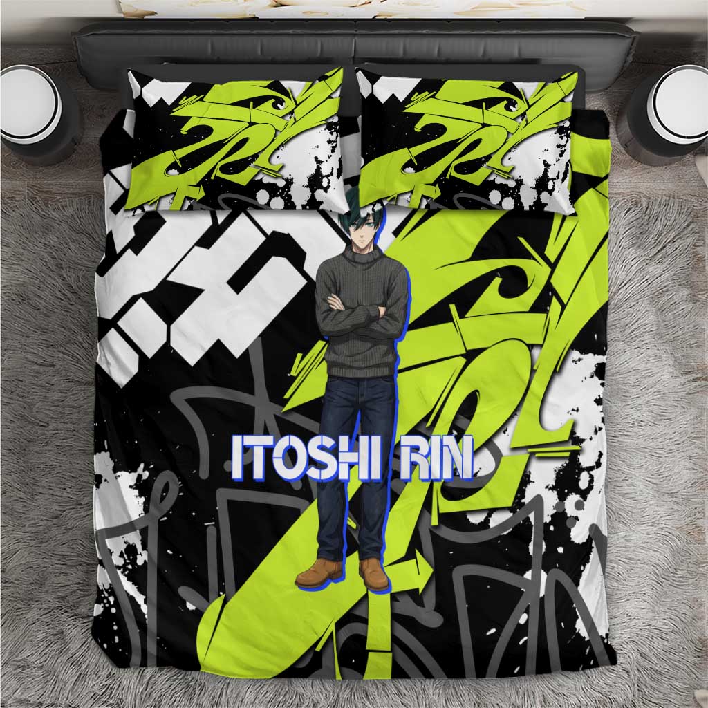 Itoshi Rin Blue Lock Bedding Set Urban Graffiti Street Art Style
