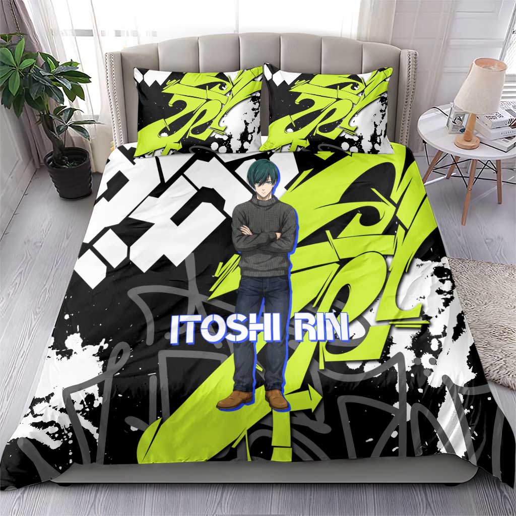 Itoshi Rin Blue Lock Bedding Set Urban Graffiti Street Art Style