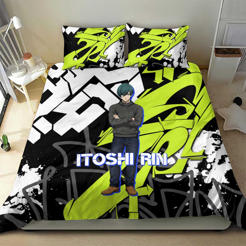 Itoshi Rin Blue Lock Bedding Set Urban Graffiti Street Art Style