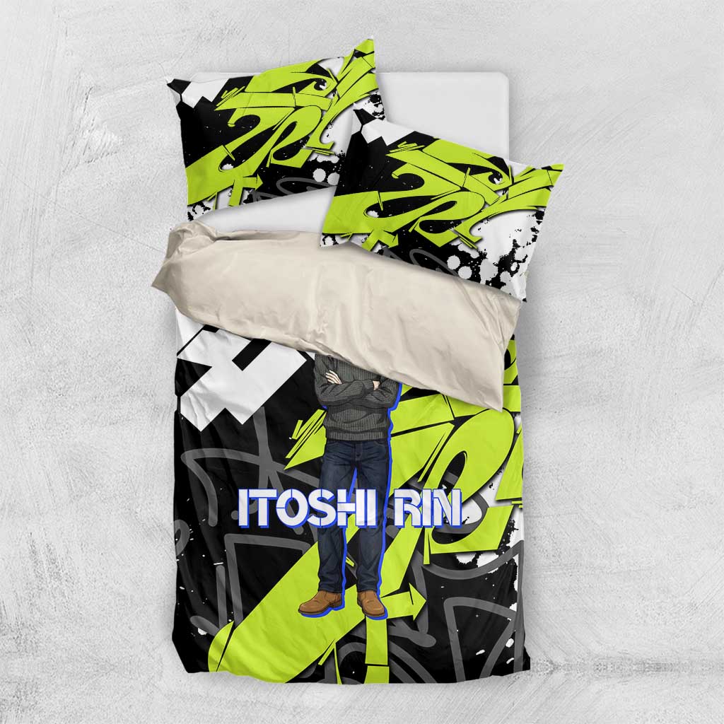 Itoshi Rin Blue Lock Bedding Set Urban Graffiti Street Art Style