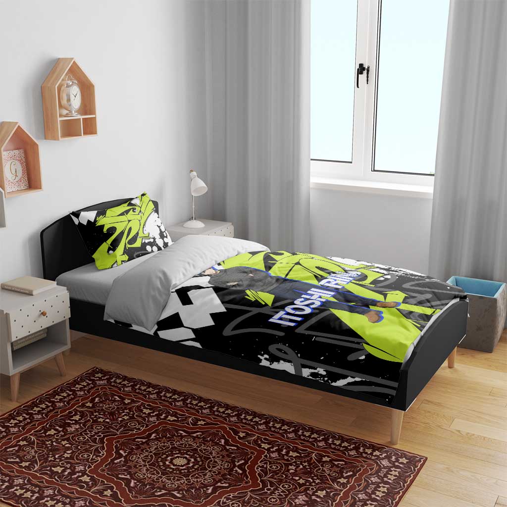 Itoshi Rin Blue Lock Bedding Set Urban Graffiti Street Art Style