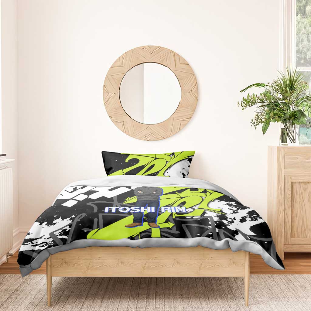 Itoshi Rin Blue Lock Bedding Set Urban Graffiti Street Art Style