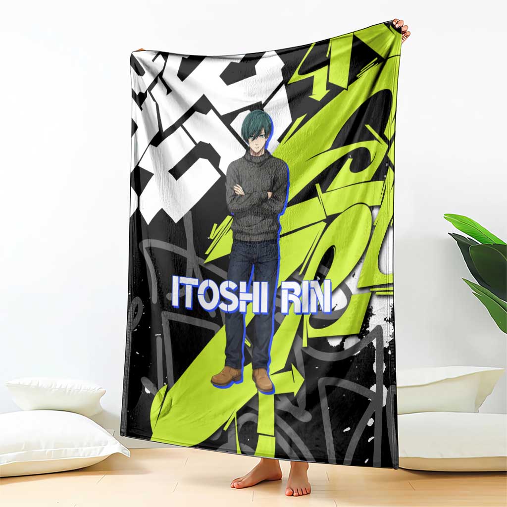 Itoshi Rin Blue Lock Blanket Urban Graffiti Street Art Style