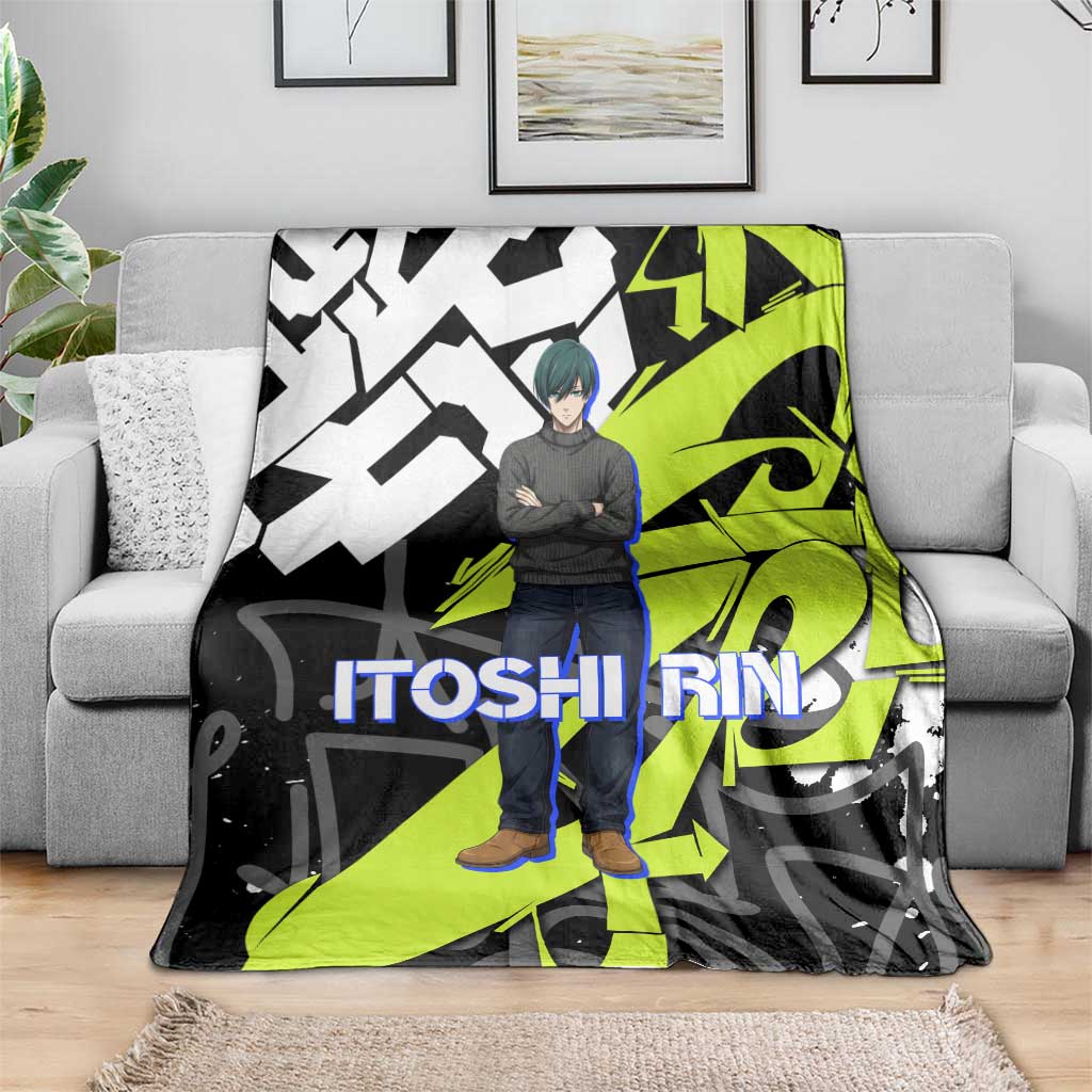 Itoshi Rin Blue Lock Blanket Urban Graffiti Street Art Style