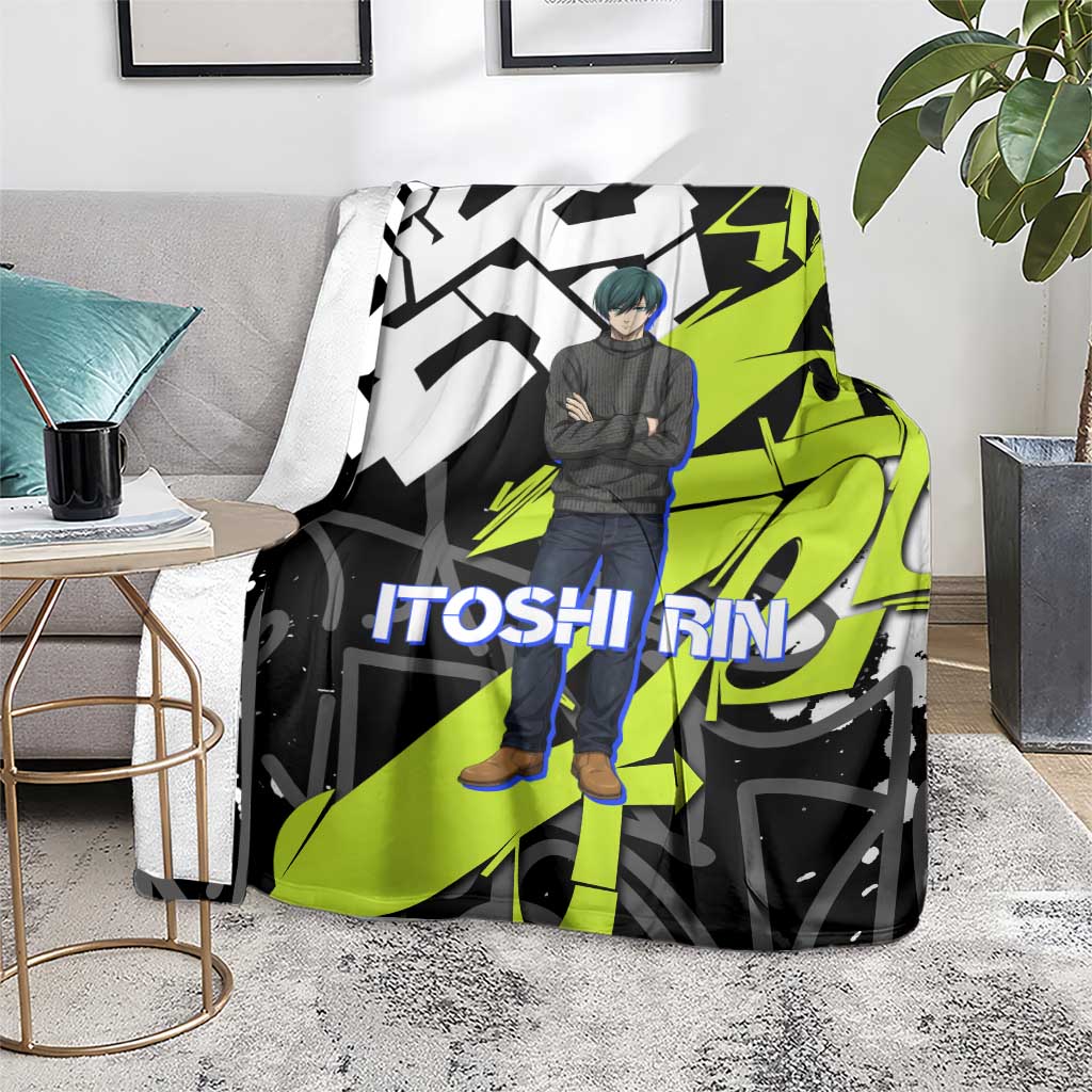 Itoshi Rin Blue Lock Blanket Urban Graffiti Street Art Style