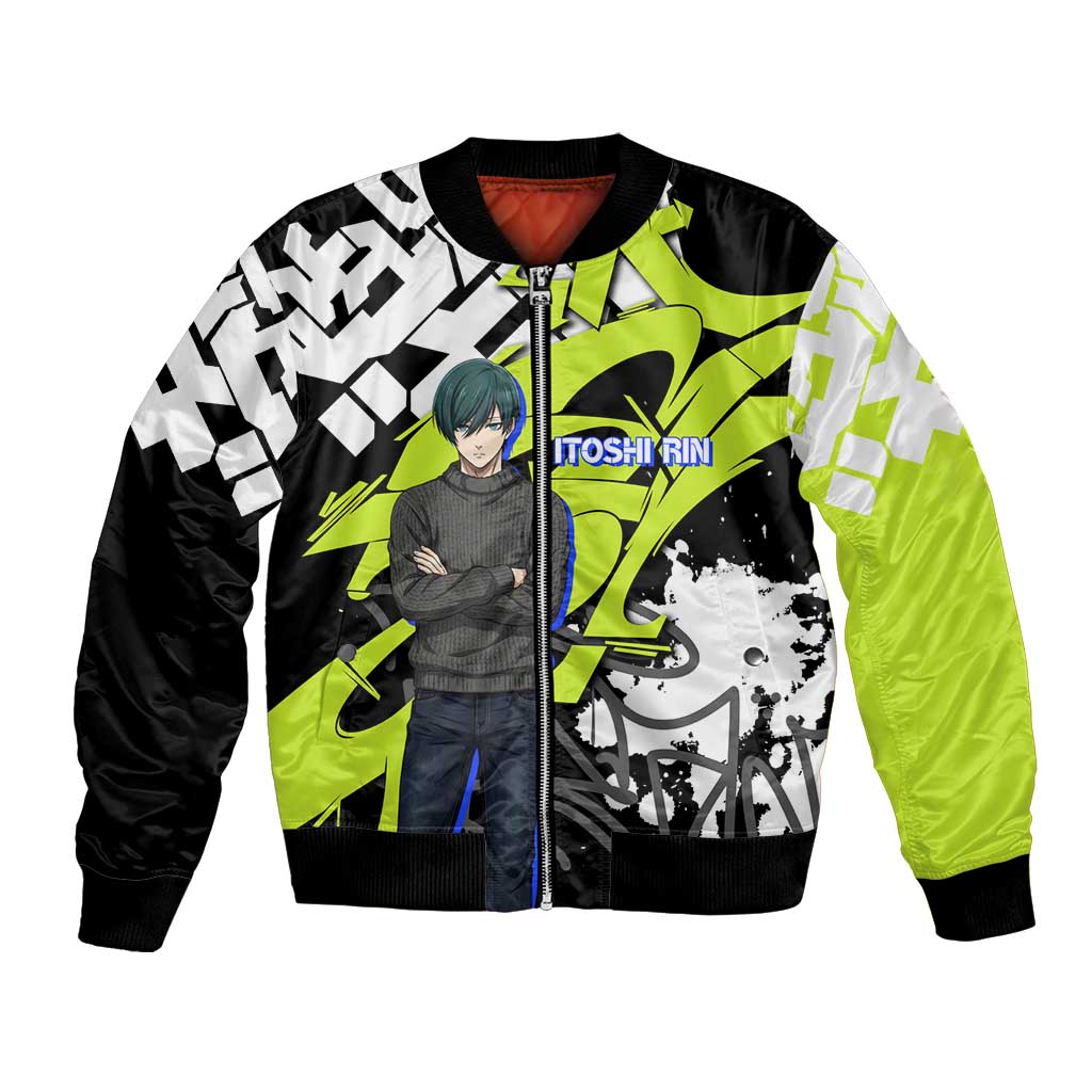 Itoshi Rin Blue Lock Bomber Jacket Urban Graffiti Street Art Style