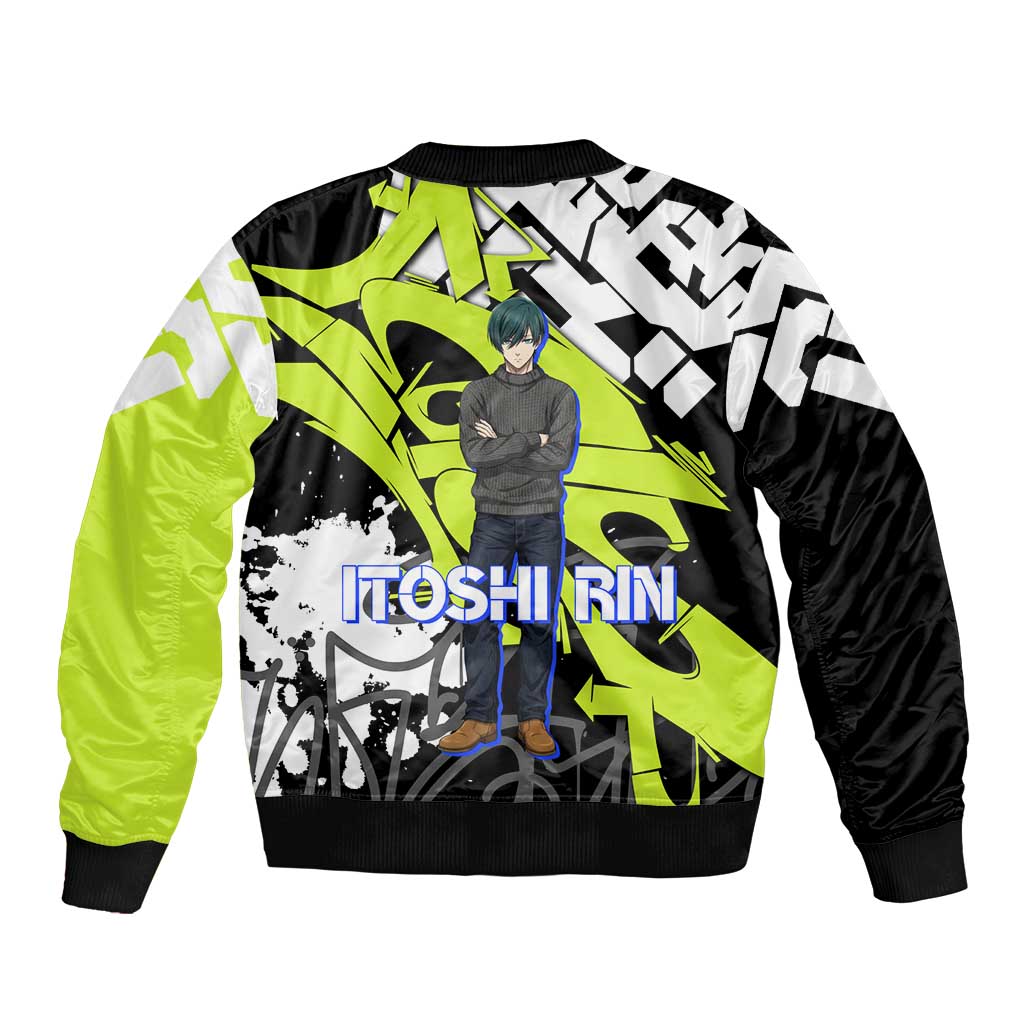 Itoshi Rin Blue Lock Bomber Jacket Urban Graffiti Street Art Style