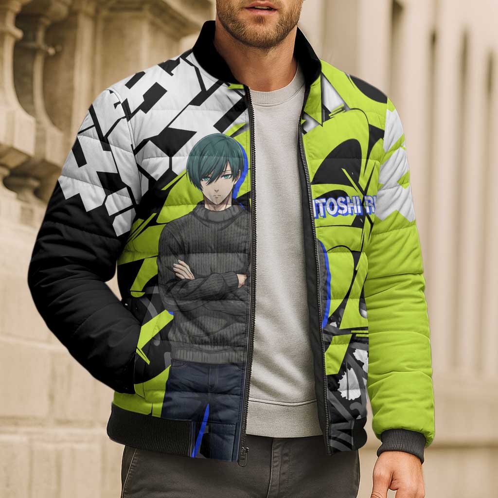 Itoshi Rin Blue Lock Bomber Puffer Jacket Urban Graffiti Street Art Style