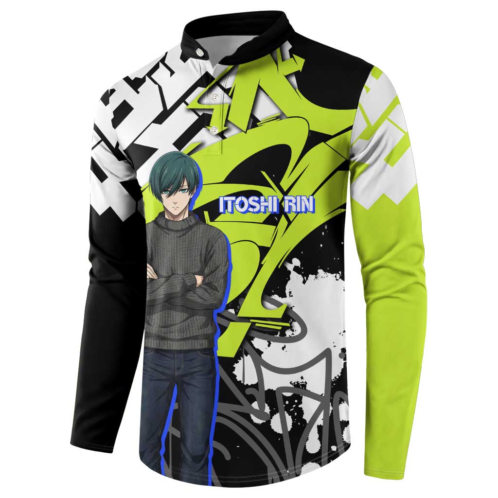 Itoshi Rin Blue Lock Button Sweatshirt Urban Graffiti Street Art Style