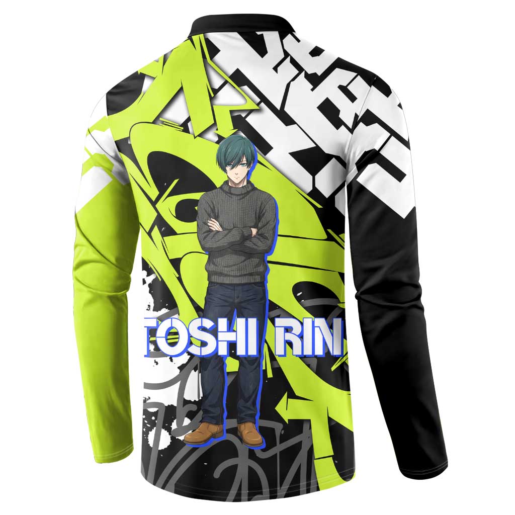 Itoshi Rin Blue Lock Button Sweatshirt Urban Graffiti Street Art Style