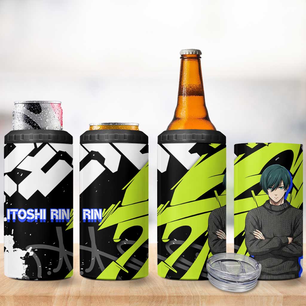 Itoshi Rin Blue Lock 4 in 1 Can Cooler Tumbler Urban Graffiti Street Art Style