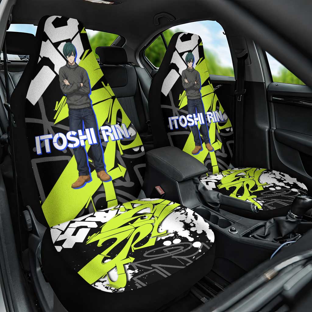 Itoshi Rin Blue Lock Car Seat Cover Urban Graffiti Street Art Style