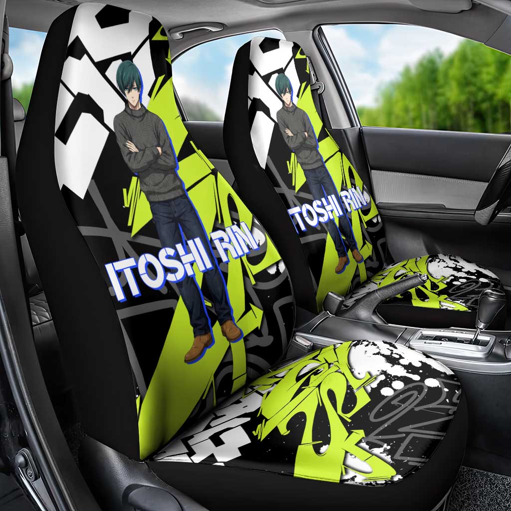 Itoshi Rin Blue Lock Car Seat Cover Urban Graffiti Street Art Style