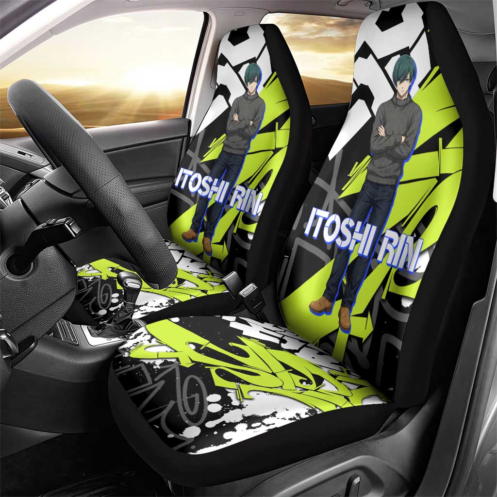Itoshi Rin Blue Lock Car Seat Cover Urban Graffiti Street Art Style