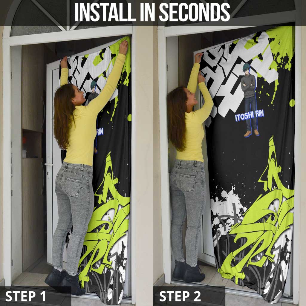 Itoshi Rin Blue Lock Door Cover Urban Graffiti Street Art Style