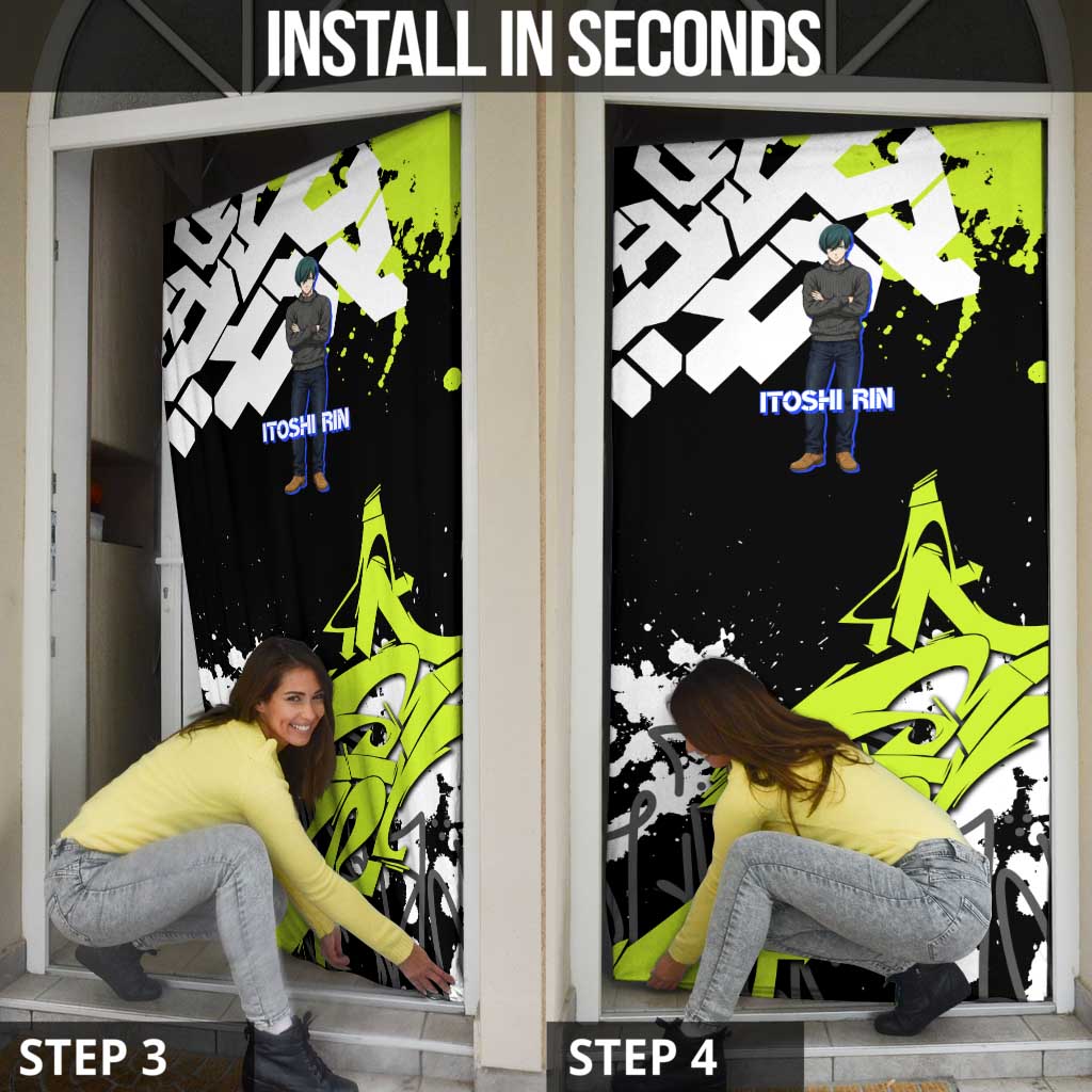 Itoshi Rin Blue Lock Door Cover Urban Graffiti Street Art Style
