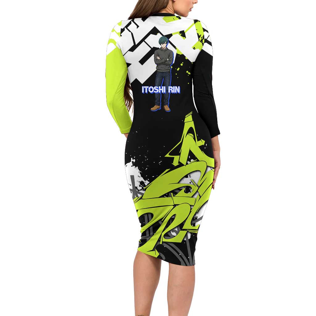 Itoshi Rin Blue Lock Family Matching Long Sleeve Bodycon Dress and Hawaiian Shirt Urban Graffiti Street Art Style