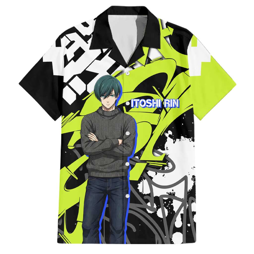 Itoshi Rin Blue Lock Family Matching Off The Shoulder Long Sleeve Dress and Hawaiian Shirt Urban Graffiti Street Art Style