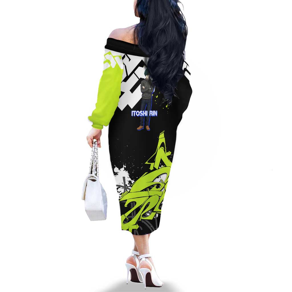Itoshi Rin Blue Lock Family Matching Off The Shoulder Long Sleeve Dress and Hawaiian Shirt Urban Graffiti Street Art Style